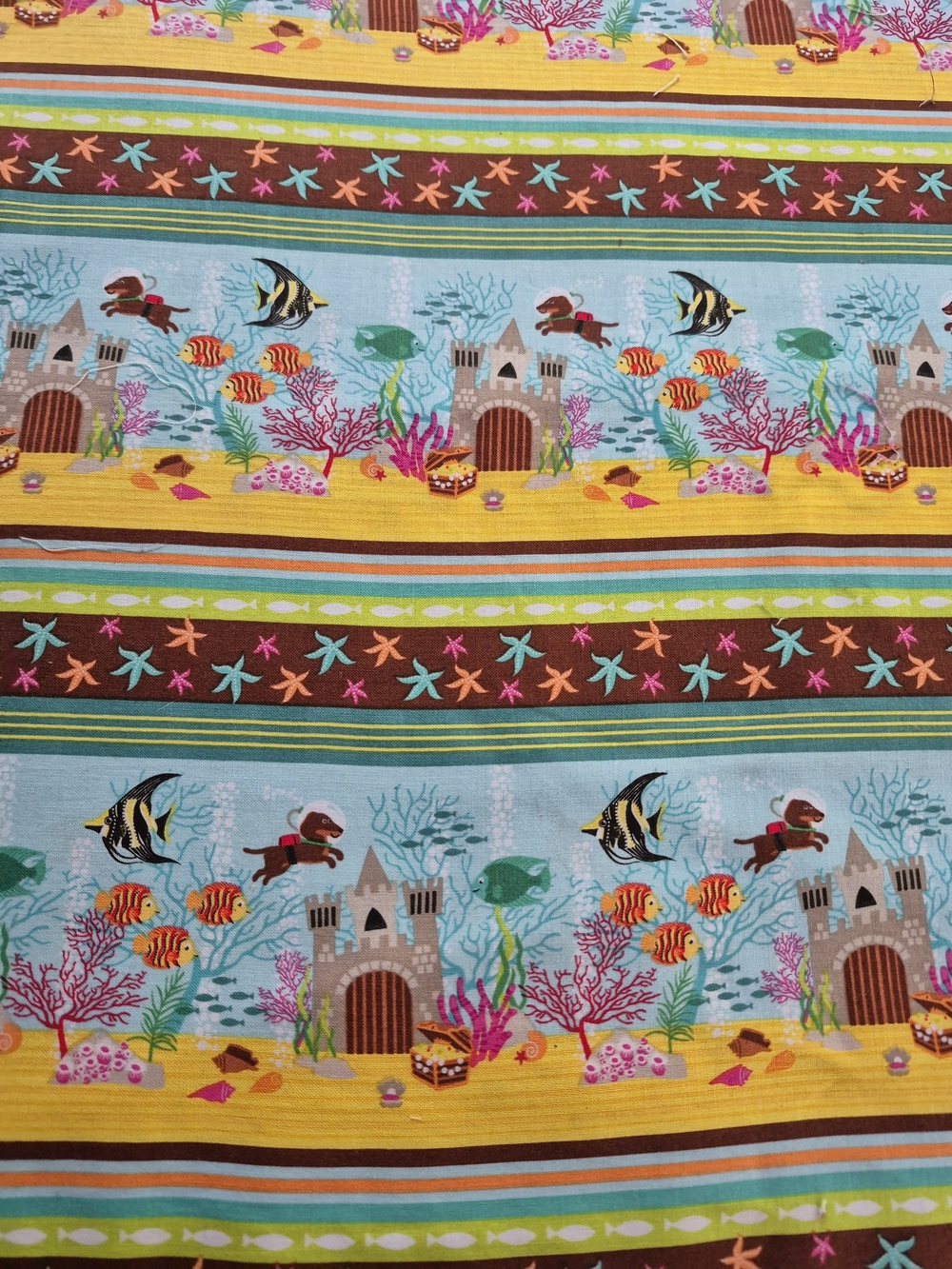 Josies Aquarium Fish Borders Cotton Fabric Lot of 3 Quilting Sew Crafts